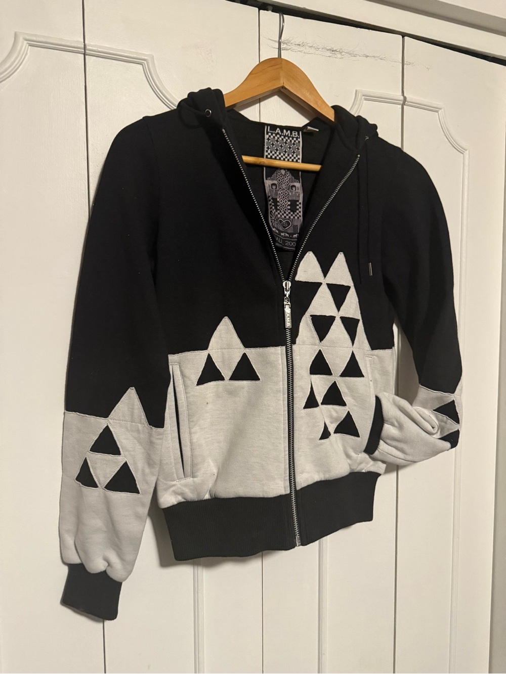 L.A.M.B. Rare Black & Light Gray Graphic Zip Hoodie vintage Gwen Stephani